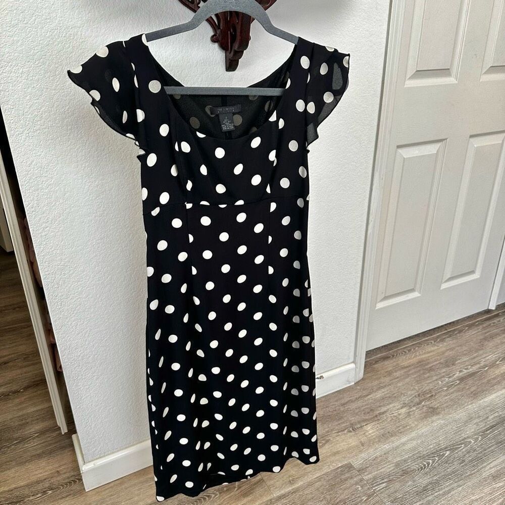 The Limited  silk black tan cap sleeve dress
